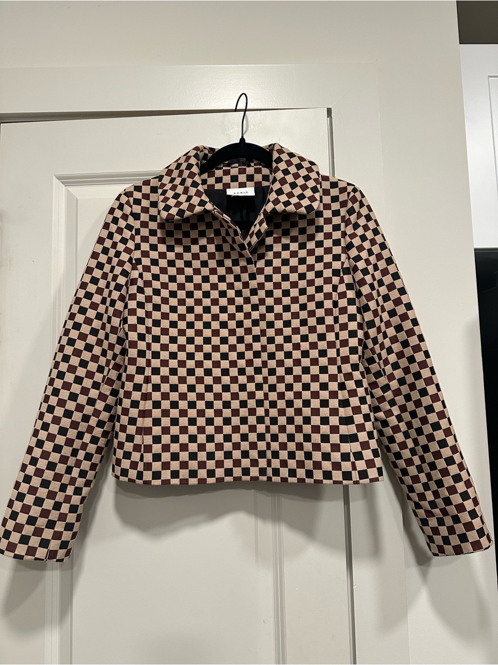 Akris Punto Peplum Coat Jacket Brown Black Size 6